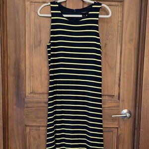 Women's Ann Taylor Navy & Yellow Striped Sleeveless Dress. Size 10.